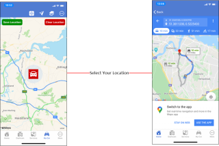 Genuine iAssist parked-car location screen